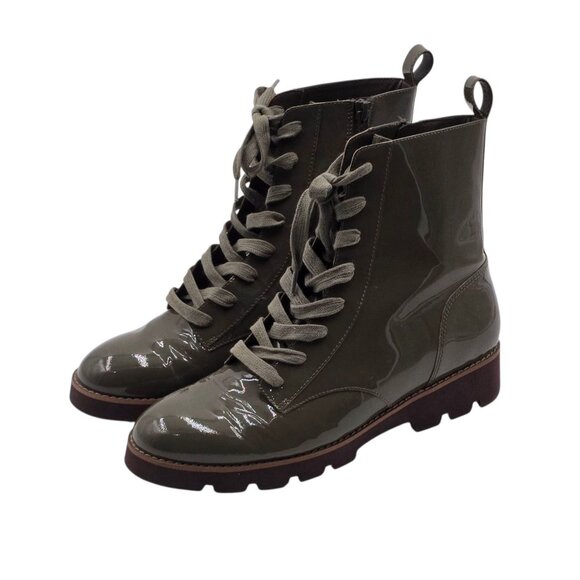 Vionic Shoes - Women's - Vionic Lani Green Patent Leather Lace Up Boots, Size 8